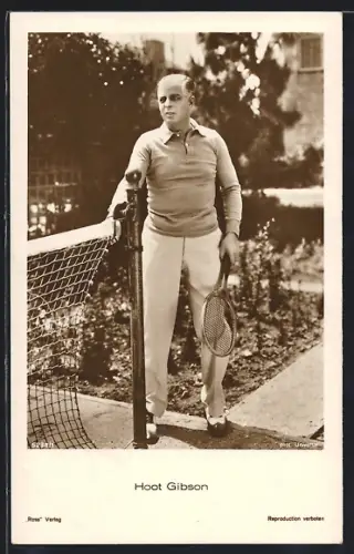 AK Schauspieler Hoot Gibson mit Tennisschläger