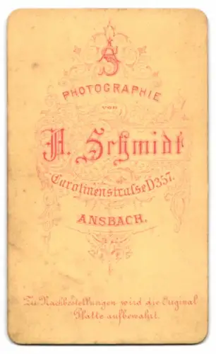 Fotografie A. Schmidt, Ansbach, Carolinenstrasse 357, Porträt einer Dame