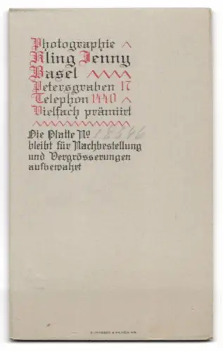 Fotografie Kling Jenny, Basel, Petersgraben 17, Porträt eines Kindes