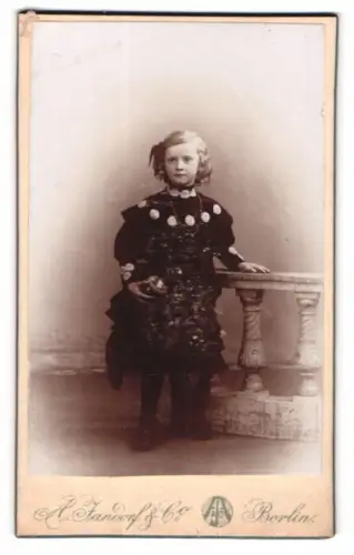 Fotografie A. Jandorf & Co., Berlin, Grosse Frankfurterstr. 113, Mädchen in dunklem Kleid