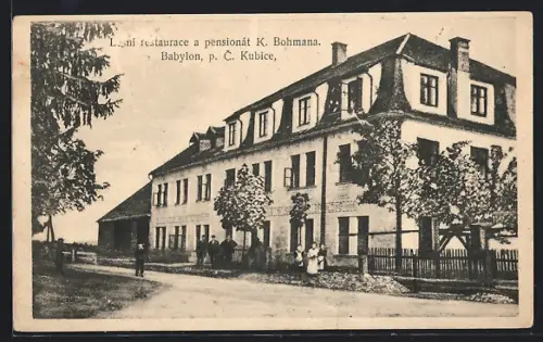 AK C. Kubice, Babylon, Lesní restaurace a pensionát K. Bohmana