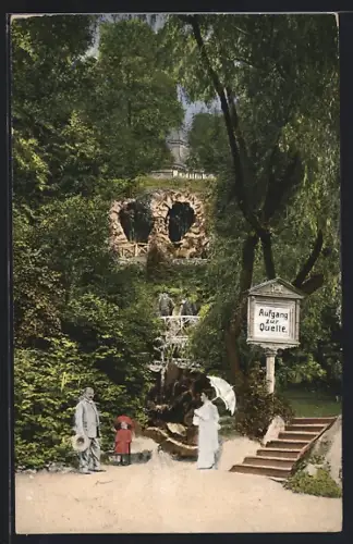 AK Giesshübl Sauerbrunn b. Karlsbad, Aufgang zur Quelle