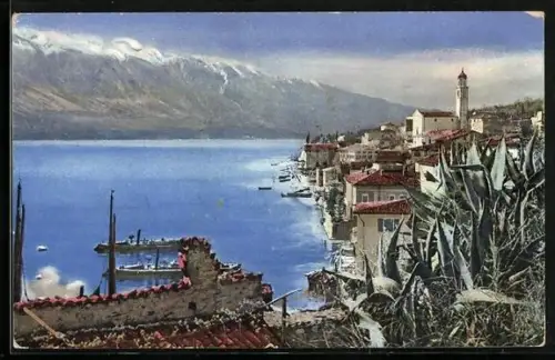 AK Limone, Teilansicht mit Kirche und Begmassiv