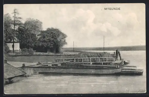 AK Missunde / Schlei, Uferpartie mit Anlegestegen