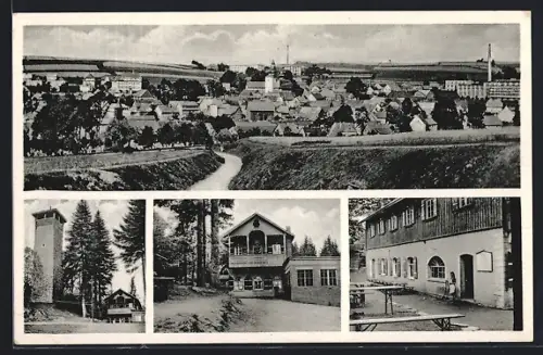 AK Stammbach /Obfr., Gasthof Weissenstein, Ortsansicht mit Zufahrtsweg