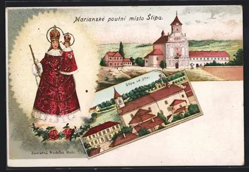 Lithographie Zlin, Stipa, Marianske poutni misto Stipa, Stipa od jihu, Zazracna Rodicka Bozi