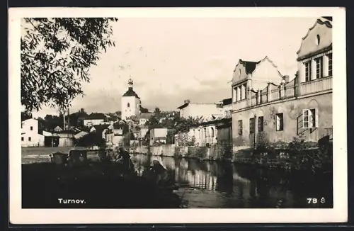 AK Turnov, Panorama vom Wasser aus