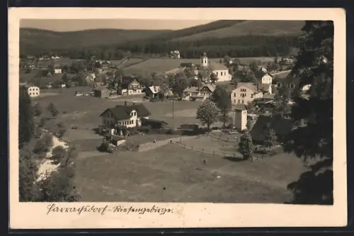 AK Harrachsdorf im Riesengebirge, Totalansicht aus der Vogelschau