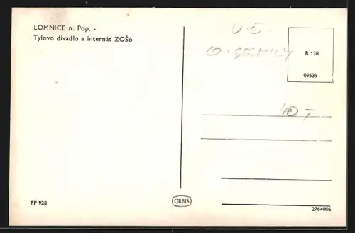 AK Lomnice n. Pop., Tylovo divadlo a internat ZOSo