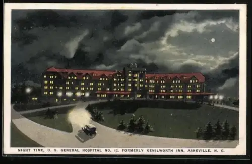 AK Asheville, NC, U.S. General Hospital No. 12, formerly Kenilworth Inn at night time