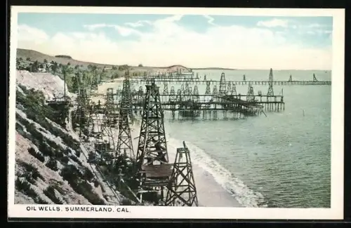 AK Summerland, CA, Oil wells close to the shore