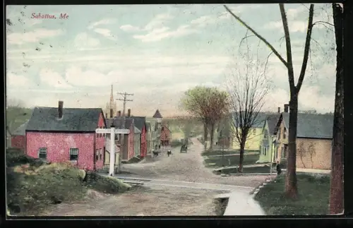 AK Sabattus, ME, Street scene with railroad