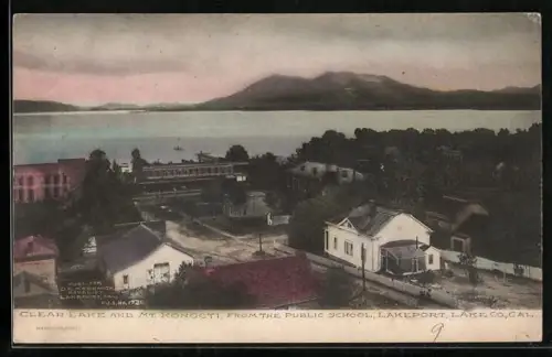 AK Lakeport, CA, Clear Lake and Mt. Konocti, view from the public school