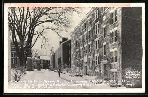 AK Exeter, NH, Looking south-west from Spring Street on Academy Lance, Peabody Hall and the Fourth Academy Building