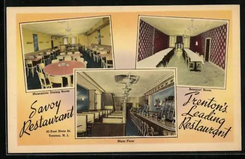 AK Trenton, NJ, Savoy Restaurant, Mezzanine Dining Room, Main Floor, Banquet Room