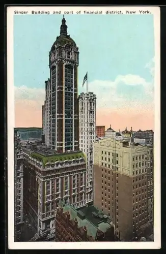 AK New York, NY, Singer Building and part of financial district