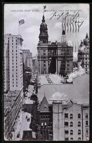 AK New York, NY, Broadway from the housetops