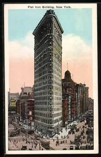 AK New York, Flat Iron Building, Strassenbahn