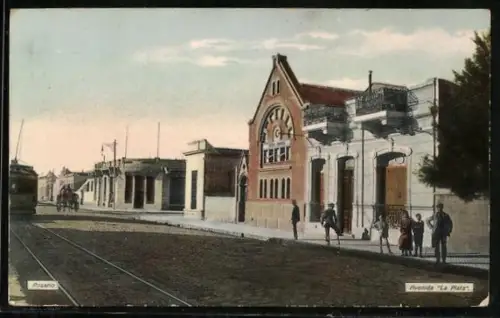 AK Rosario, Avenida La Plata, Strassenbahn