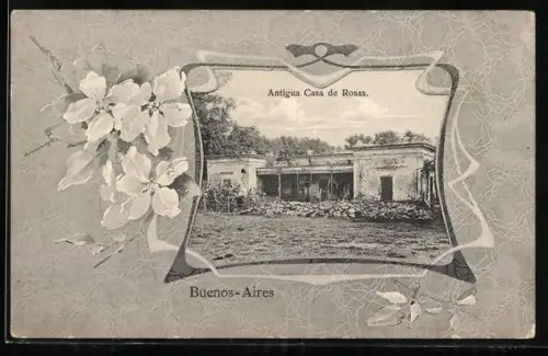 Lithographie Buenos-Aires, Antigua Casa de Rosas, Passepartout