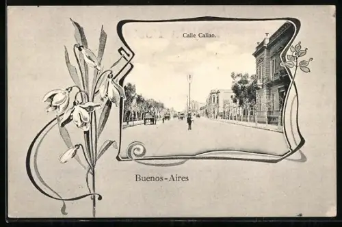 Lithographie Buenos-Aires, Calle Callao, Passepartout