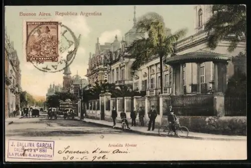 AK Buenos Aires, Strassenpartie im Abendlicht: Avenida Alvear