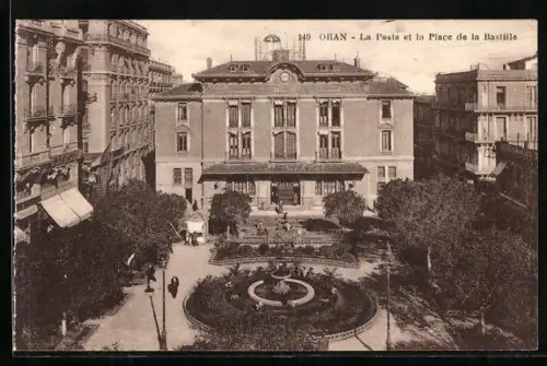 AK Oran, La Poste et la Place de la Bastille