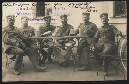 Foto-AK Ansbach / Bayern, Landsturm-Infanterie-Ersatz-Bataillon Mittelfranken, 4. Kompanie