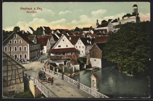 AK Neuhaus / Pegnitz, Teilansicht mit Brücke
