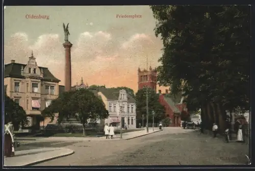 AK Oldenburg / Gr., Strassenpartie am Friedensplatz