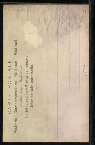 Holzbrand-Imitations-AK Vierblättriges Kleeblatt mit Blüten