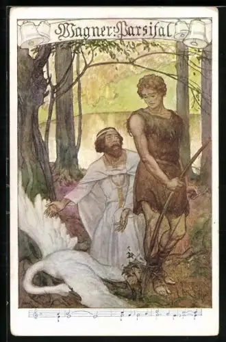 AK Wagner - Parsival, Motiv mit Schwan