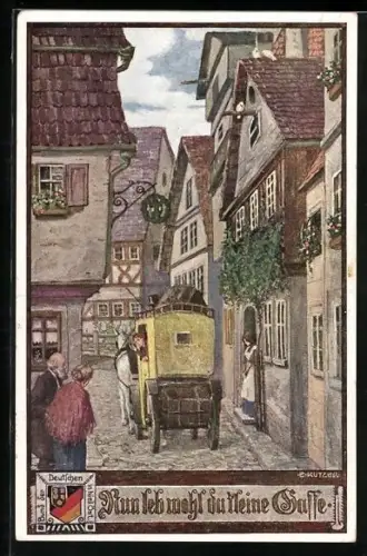 Künstler-AK Ernst Kutzer: Bund der Deutschen in Niederösterreich, Nun leb wohl du kleine Gasse