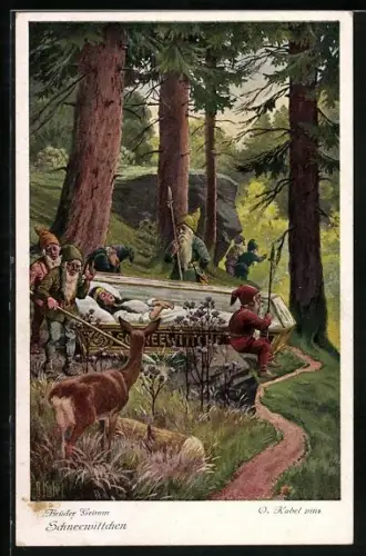 Künstler-AK Otto Kubel: Die Zwerge beweinen Schneewittchen