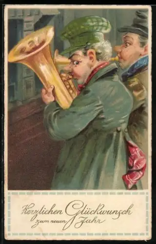 AK zwei ältere Herren spielen auf einer Tuba