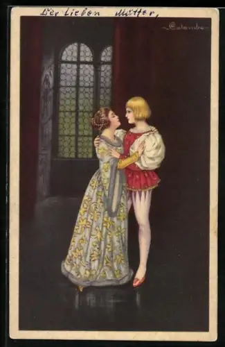 Künstler-AK E.Colombo: Prinz und Prinzessin in inniger Umarmung