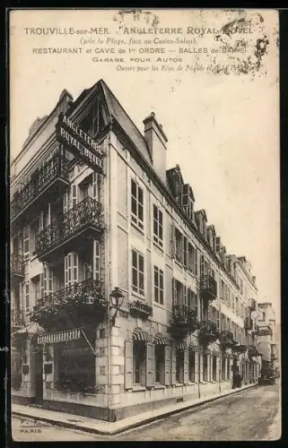 AK Trouville-sur-Mer, Strassenpartie am Angleterre Royal Hotel pres Plage, face au Casino-Salon