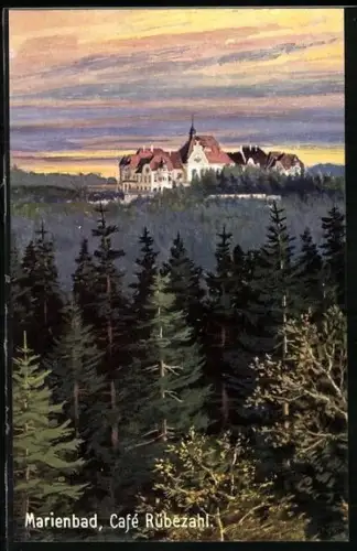 Künstler-AK Marienbad, Cafe Rübezahl