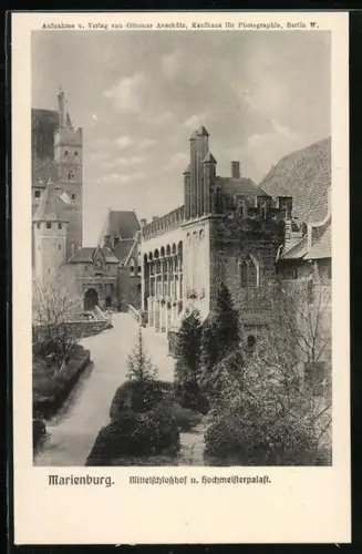 AK Marienburg / Malbork, Mittelschlosshof und Hochmeisterpalast