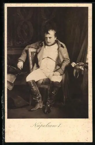 AK Napoleon I. sitzt lustlos auf Stuhl