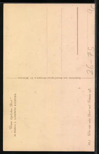 Künstler-AK Ludwig Richter: Unser tägliches Brot in Bildern, 10. Wer nie sein Brot mit Tränen ass