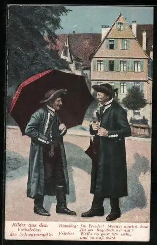 AK Betagte Herren im Gespräch in Schwarzwälder Tracht