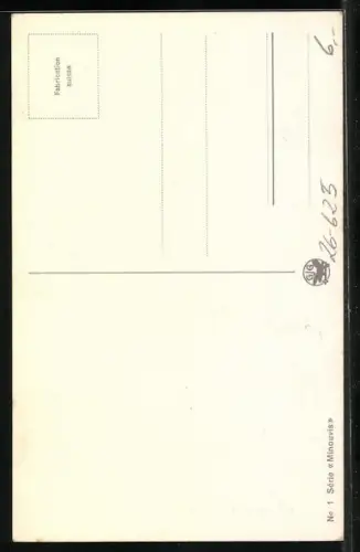 Künstler-AK Paul Minouvis: Junge mit Blumenstrauss - An alpine bouquet...just for you