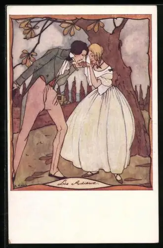 Künstler-AK Rie Cramer: Trauerndes Liebespaar Les Adieuse