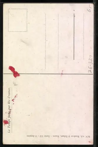 Künstler-AK Rie Cramer: Mann und zwei Frauen beim Spaziergang im Rokokokostüm