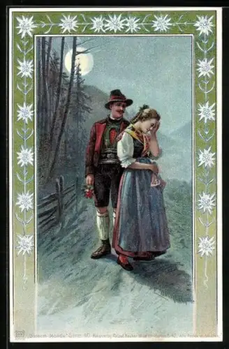 Künstler-AK E. Döcker: Paar auf einem Feldweg