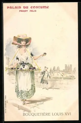 AK Paris, Grands Magasins, Bouquetiere Louis XVI., Reklame