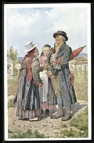 Künstler-AK Alois Greil: Wien, Am Heimweg von der Kirche