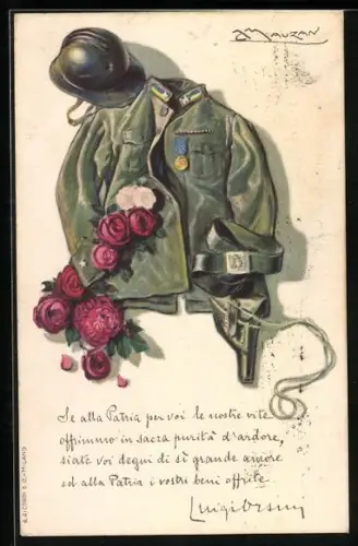 Künstler-AK Mauzan: Uniform eines italienischen Soldaten