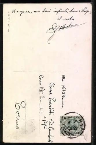 Künstler-AK Kränzle: Herzliche Ostergrüsse, Kükenpaar unter einem Zettel sitzend